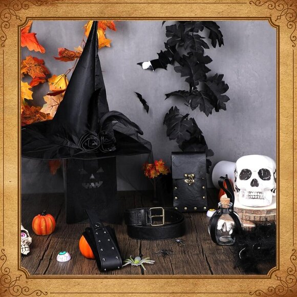Halloween Witch Hat Set Women Renaissance Accessories Costume Cosplay main image 7
